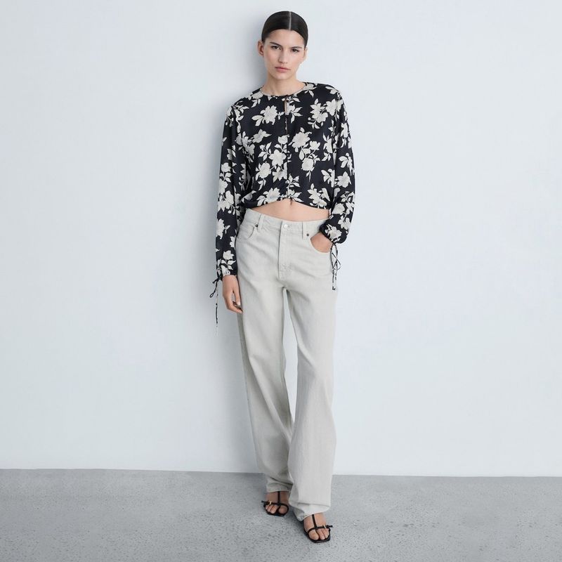 MANGO - Blusa Manga Larga Casual Mujer Mango