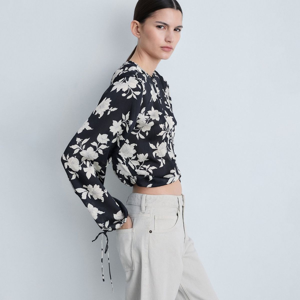 MANGO - Blusa Manga Larga Casual Mujer Mango