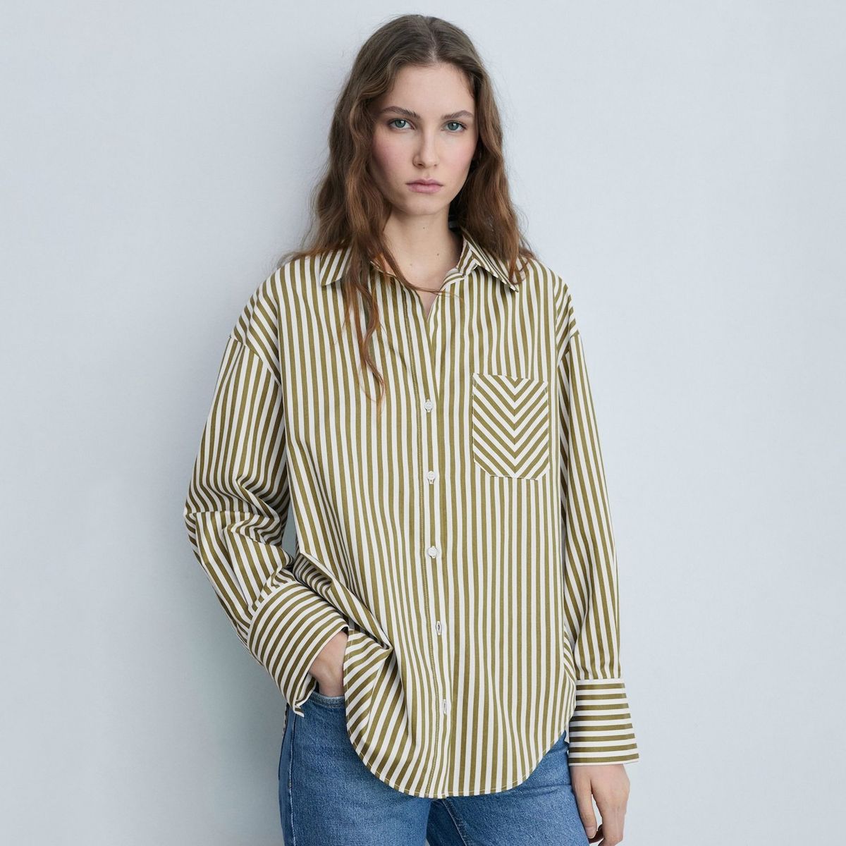 MANGO - Camisa Manga Larga Algodón Mujer Mango