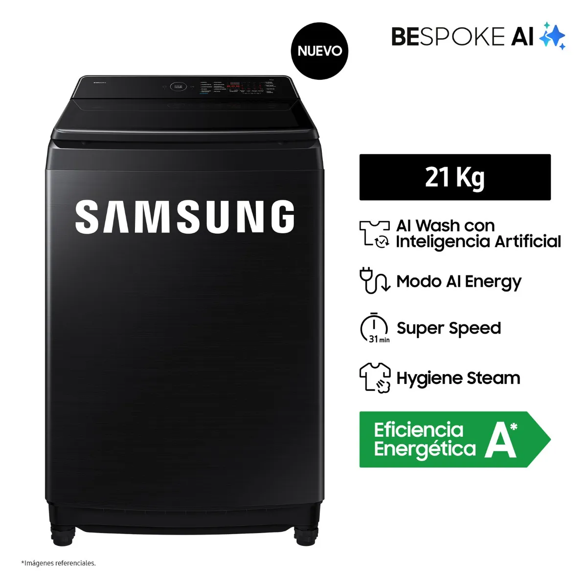 SAMSUNG - Lavadora AI Wash Ecobubble 21KG   WA80F21B9BPE