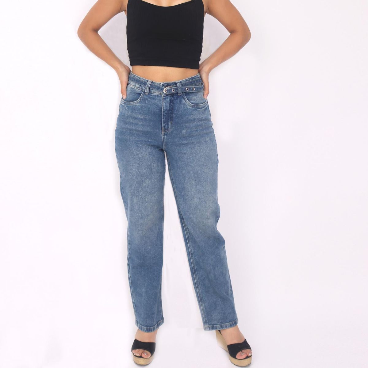 KAYRA POBLET - Jean Straight Tiro Alto Mujer Kayra Poblet.