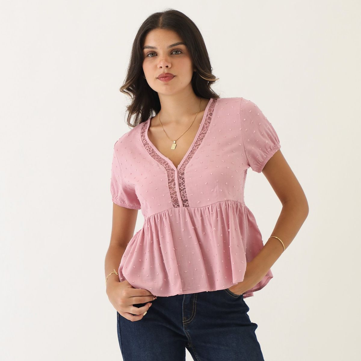 SYBILLA - Blusa Manga Corta Casual Mujer Sybilla