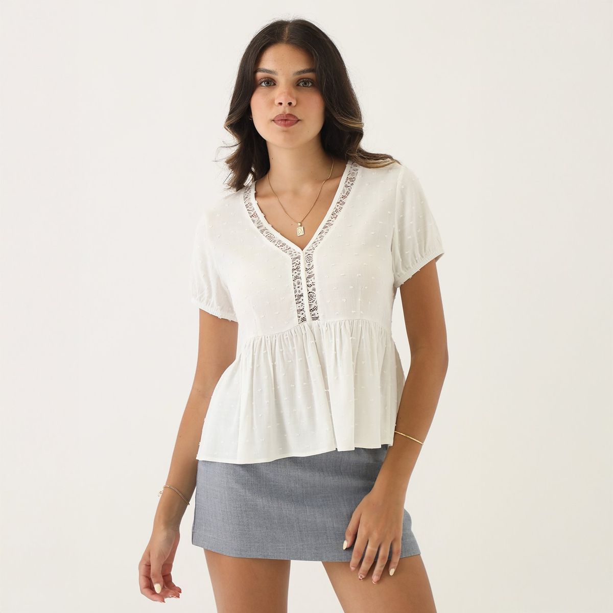 SYBILLA - Blusa Manga Corta Casual Mujer Sybilla