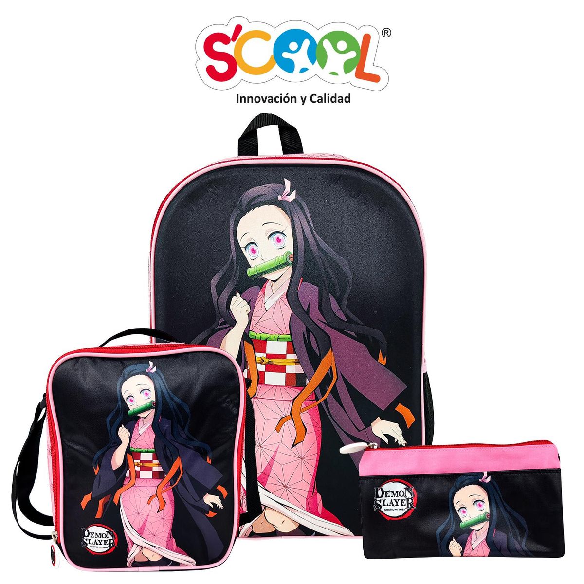 SCOOL - Set Mochila 3d Oficio 2 Bolsillos Ranger Demon Slayer