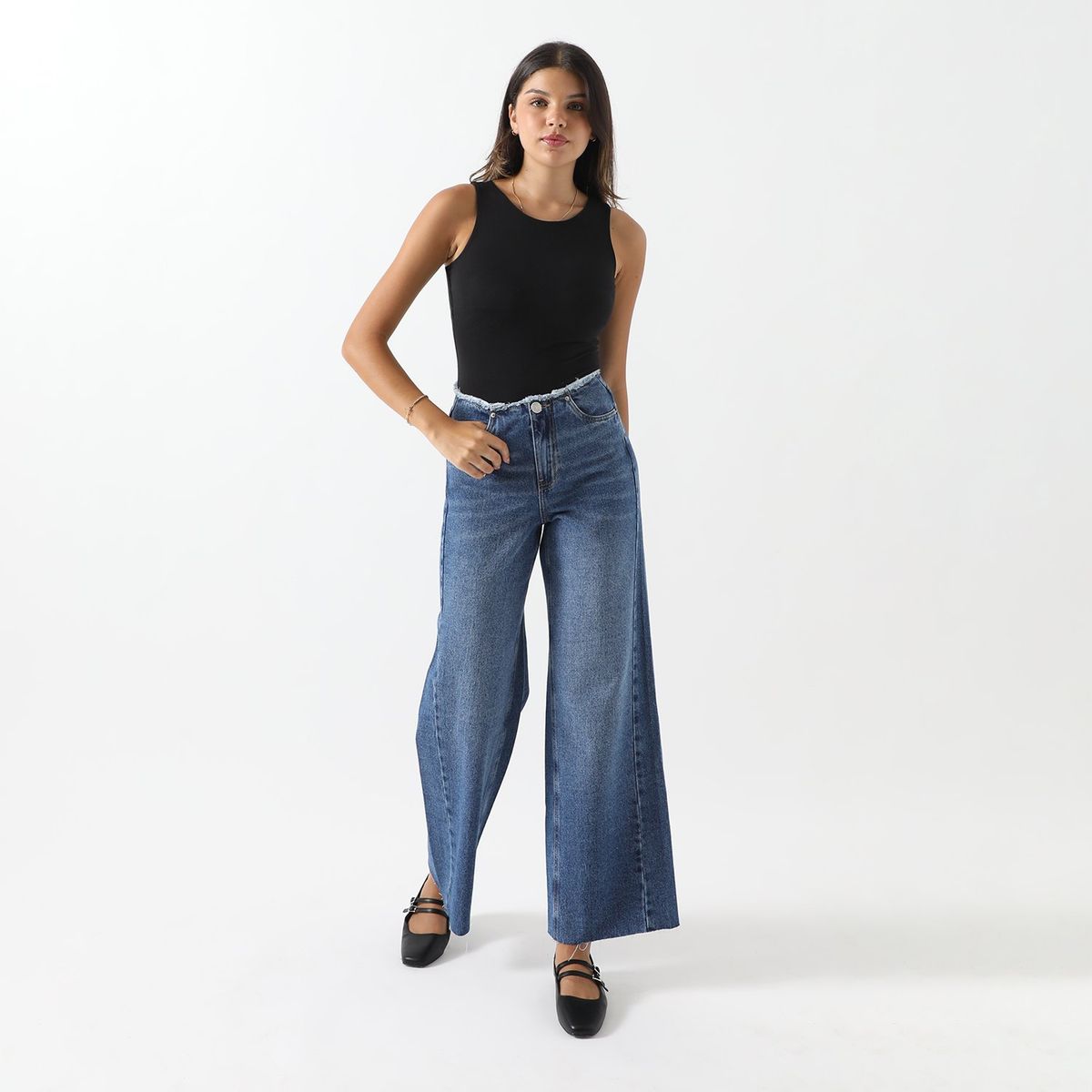 SYBILLA - Jean Wide 100% Algodón Mujer Sybilla