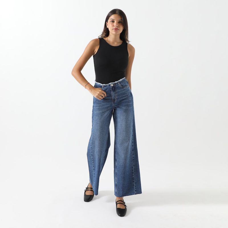 SYBILLA - Jean Wide 100% Algodón Mujer Sybilla