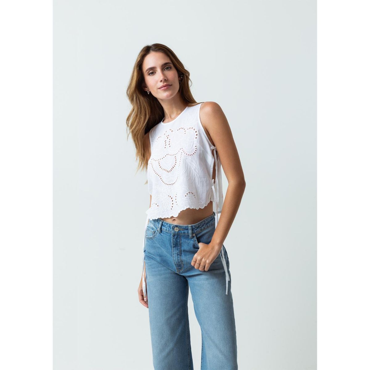 NAF NAF - Blusa Sin Mangas 100% Algodón Mujer Naf Naf