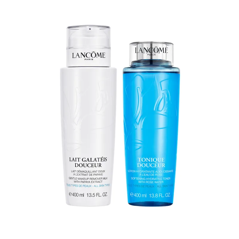 LANCOME - Set de Limpieza Douceur Limpiador y Tónico, 400 ml c/u