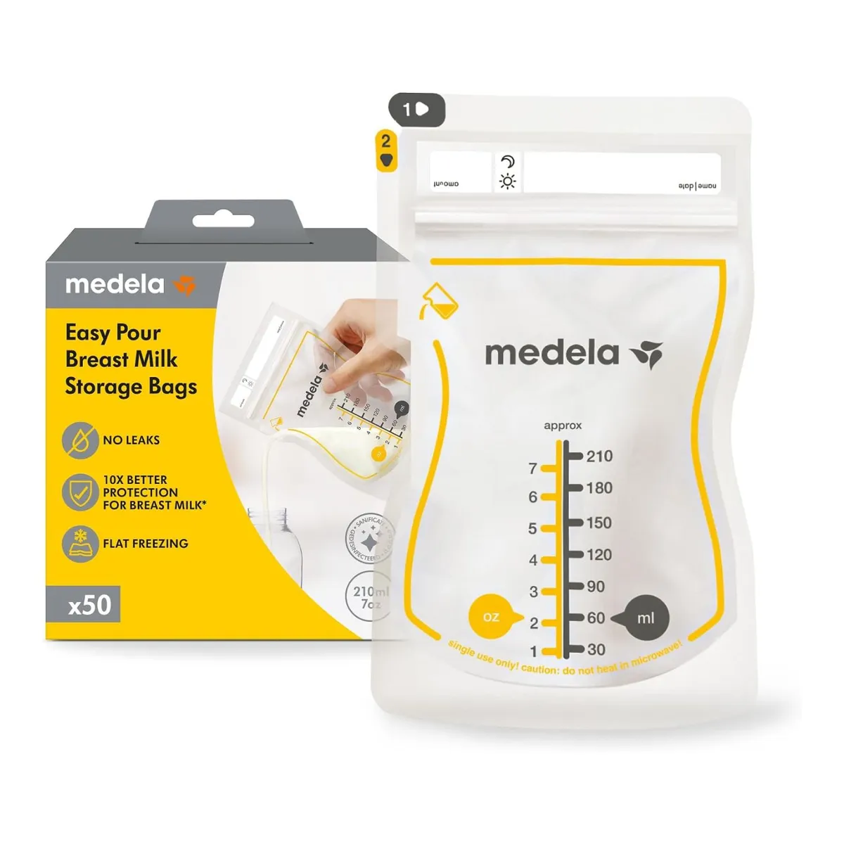 MEDELA - Bolsas de Almacenamiento de Leche Materna Easy Pour 50 Unid Medela