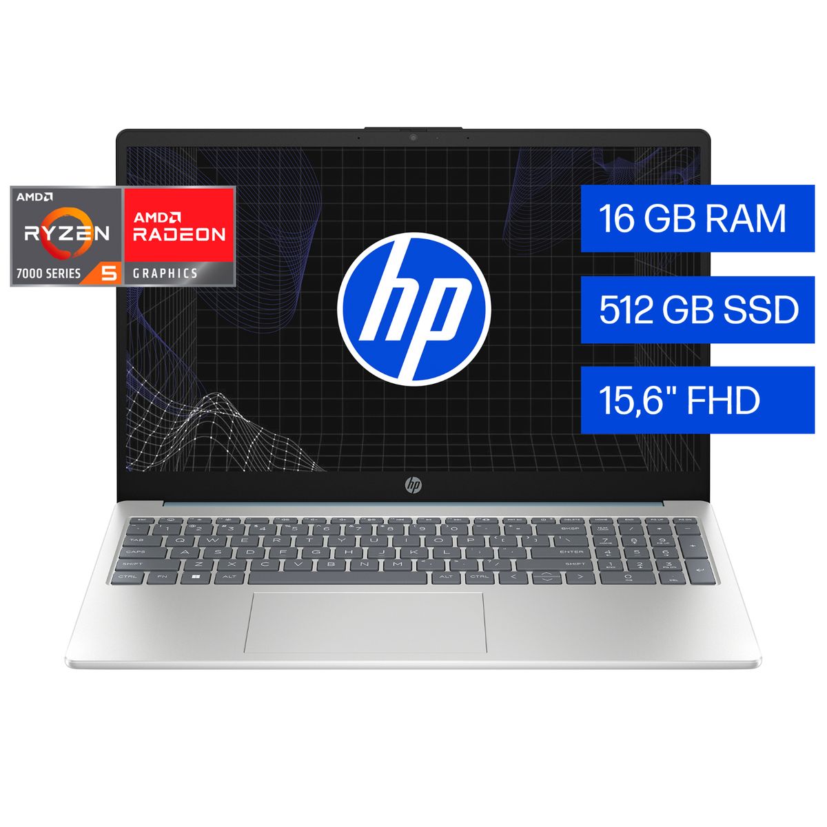 HP - Laptop Hp Amd Ryzen 5 16gb  512 Gb Ssd  15.6 Fhd Win 11 15-fc0253la