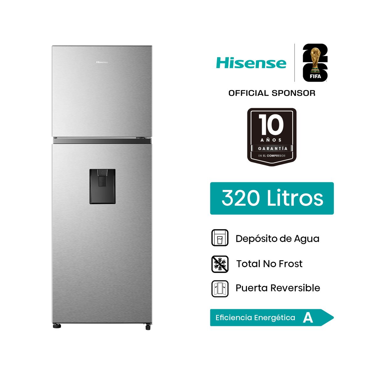 HISENSE - Refrigeradora Top Mount 324L RT3N320NMC.