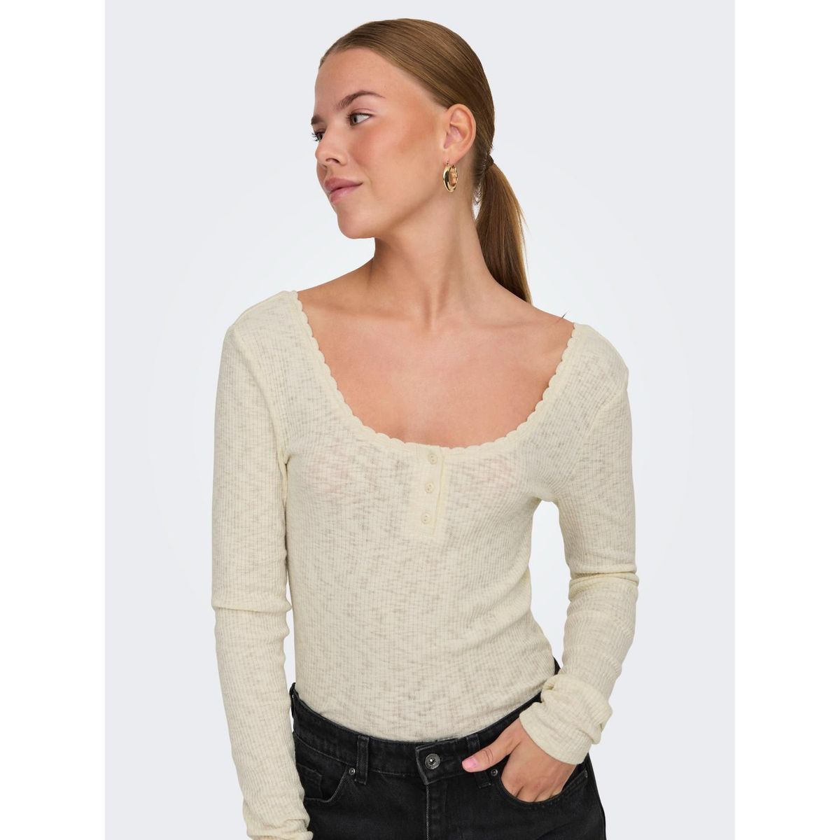 ONLY - Top Manga Larga Casual Mujer Only