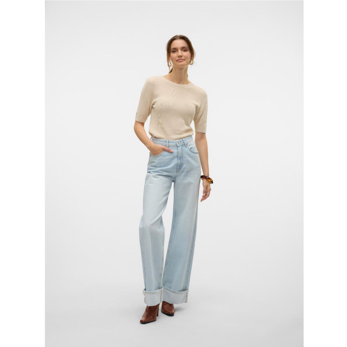 VERO MODA - Jean Wide Leg Tiro Alto Mujer Vero Moda