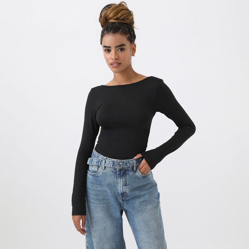 DENIMLAB - Body Manga Larga Casual Mujer Denimlab