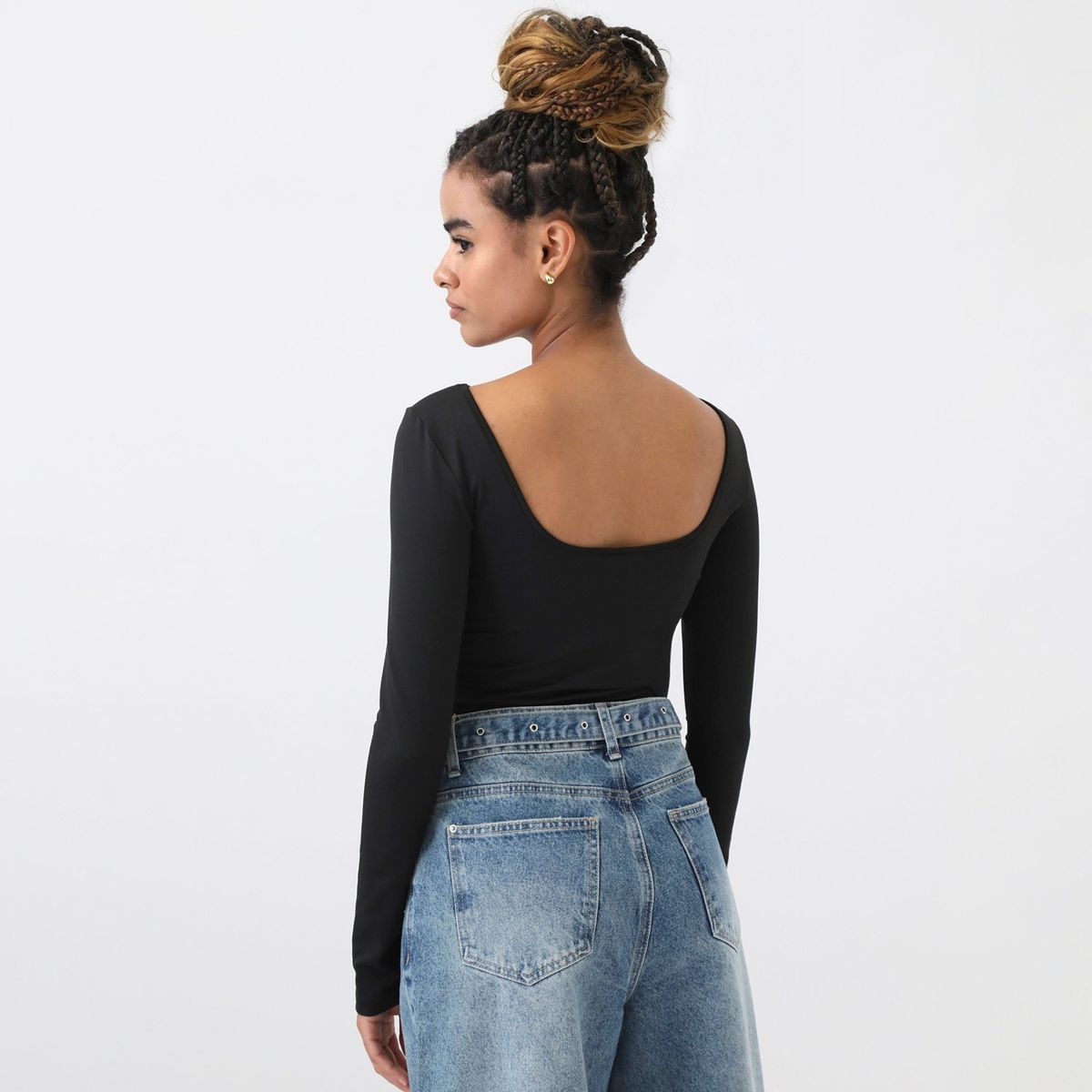 DENIMLAB - Body Manga Larga Casual Mujer Denimlab