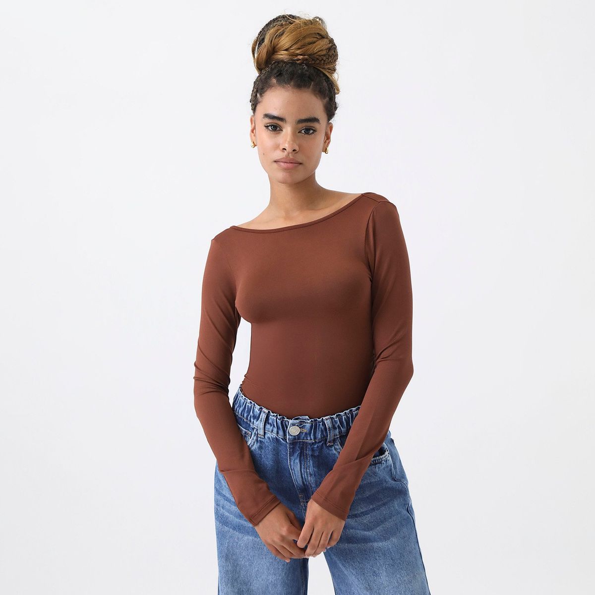 DENIMLAB - Body Manga Larga Casual Mujer Denimlab