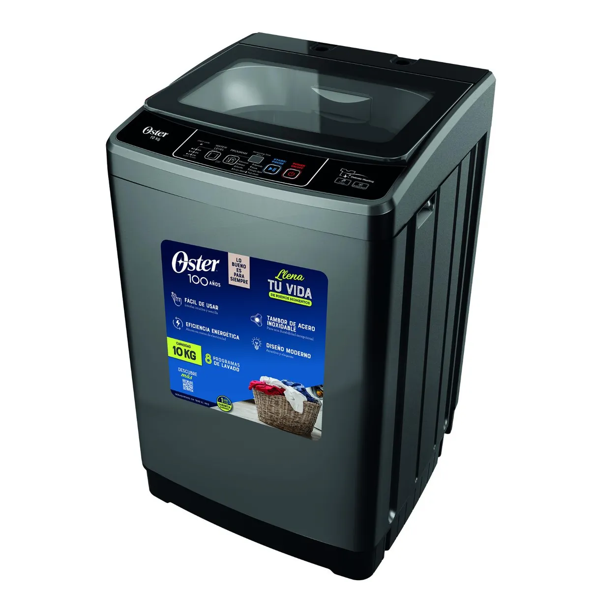 OSTER - Lavadora Automática Oster Os-pwsw0010s 10kg Silver