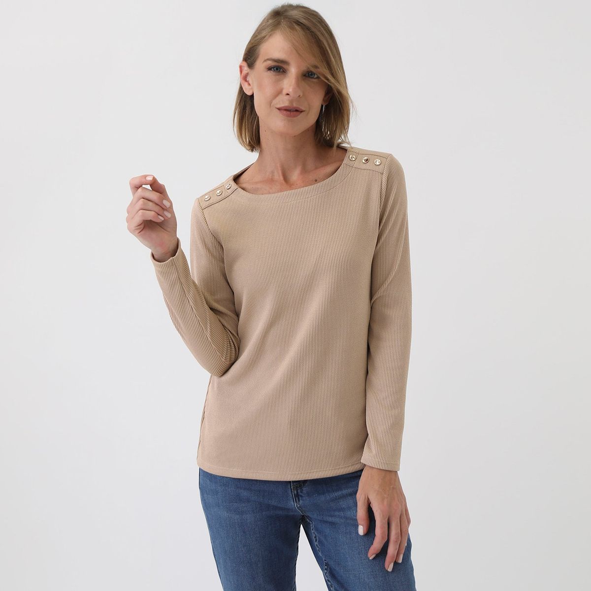 NEWPORT - Polo Manga Larga Casual Mujer Newport