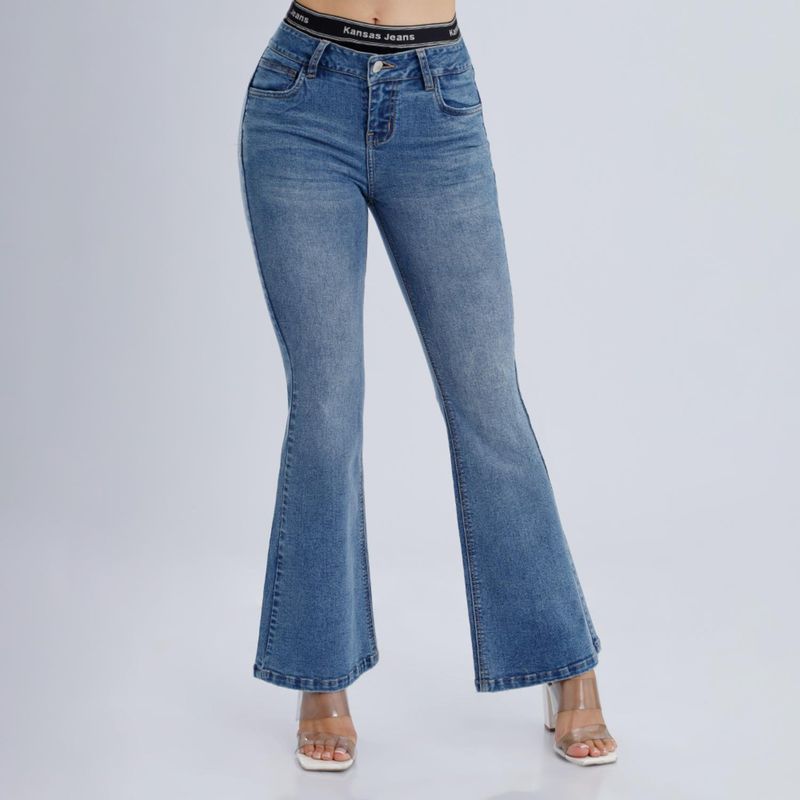 KANSAS - Jean Flare Tiro Alto Mujer Kansas