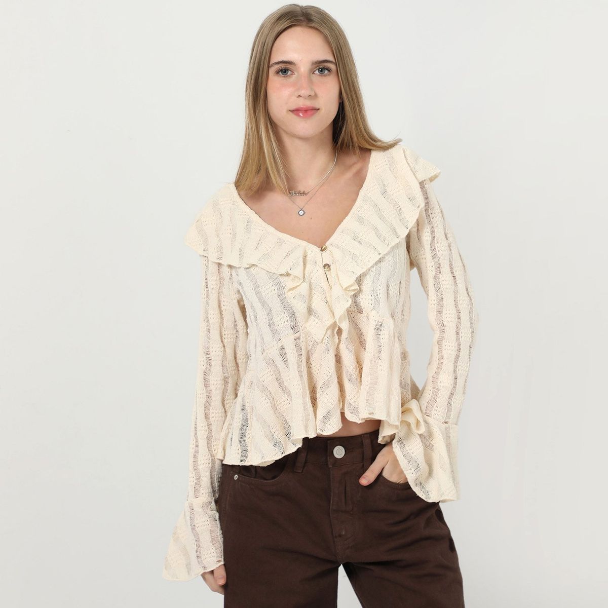 SYBILLA - Blusa Manga Larga Casual Mujer Sybilla