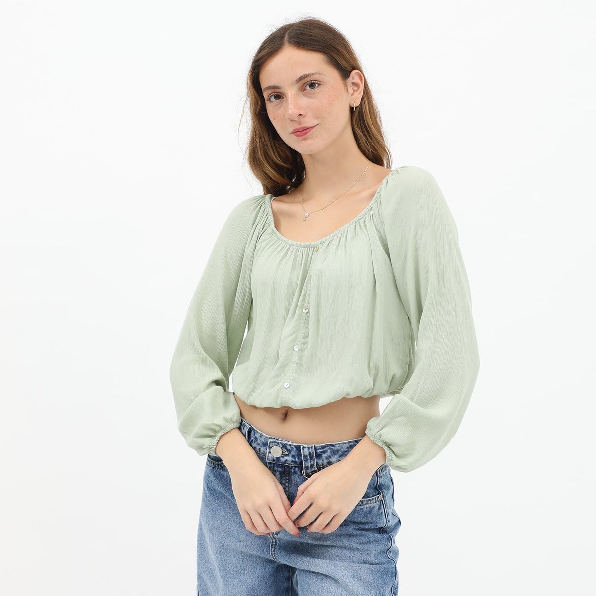 AMERICAN ABBEY - Blusa Manga Larga Casual Mujer American Abbey