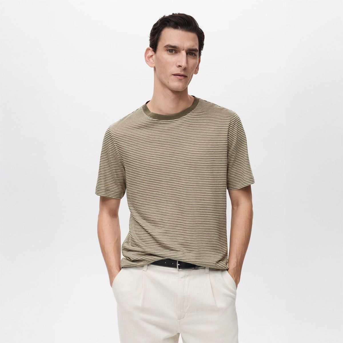 MANGO - Polo Lino Slim Fit Rayas Mango Man