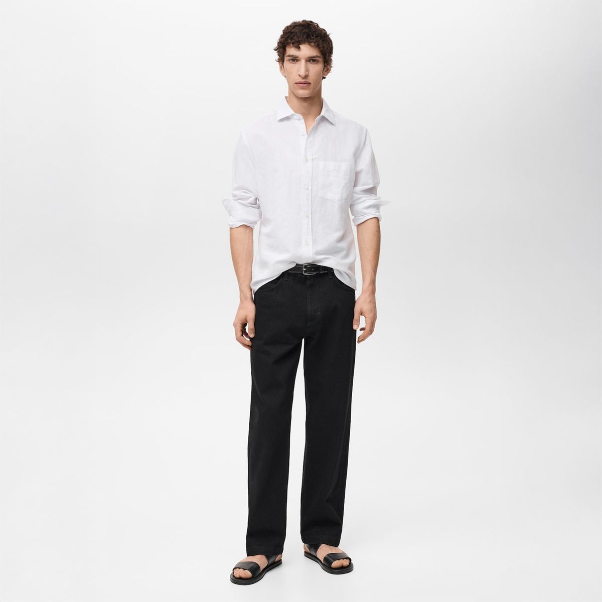 MANGO - Camisa Lino Bolsillo Mango Man