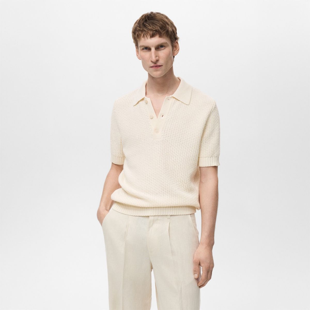 MANGO - Polo Punto Algodón Mango Man