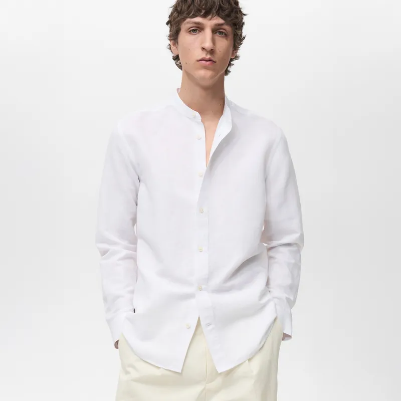 MANGO - Camisa Lino Casual Hombre Mango Man