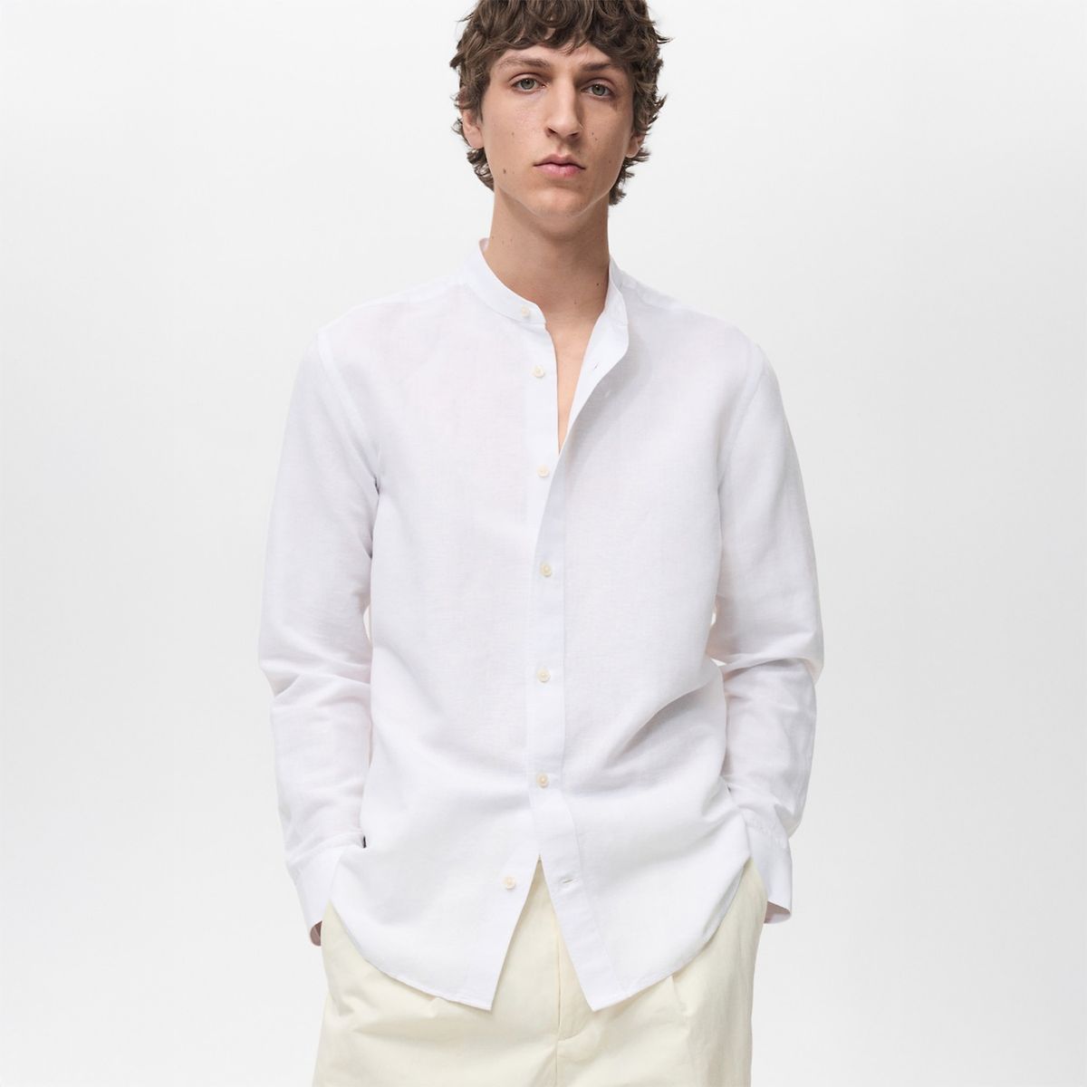 MANGO - Camisa Lino Casual Hombre Mango Man