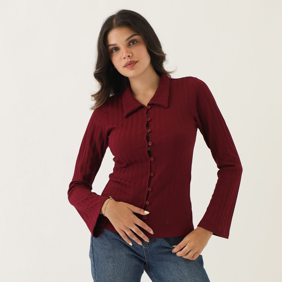 SYBILLA - Top Manga Larga Casual Mujer Sybilla