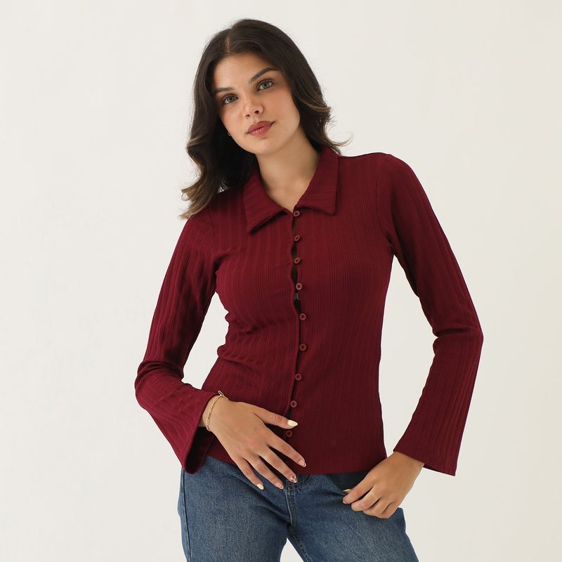 SYBILLA - Top Manga Larga Casual Mujer Sybilla