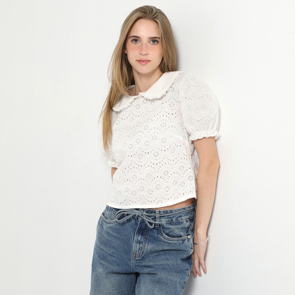 SYBILLA - Blusa Manga Corta Algodón Mujer Sybilla