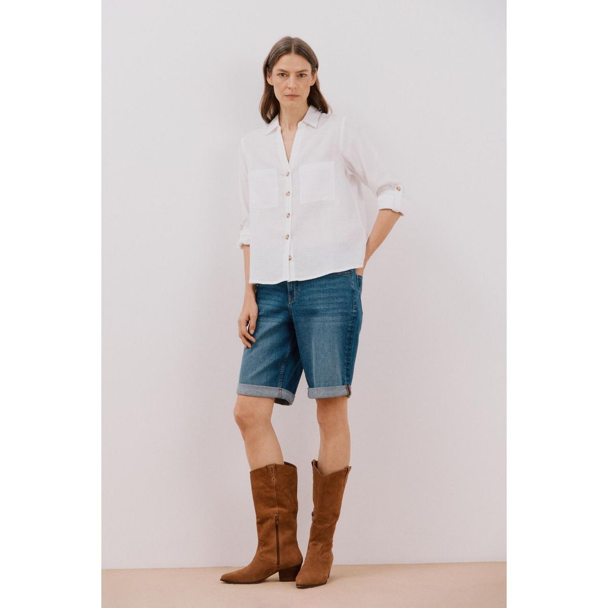 CORTEFIEL - Blusa Manga Larga 100% Algodón Mujer Cortefiel