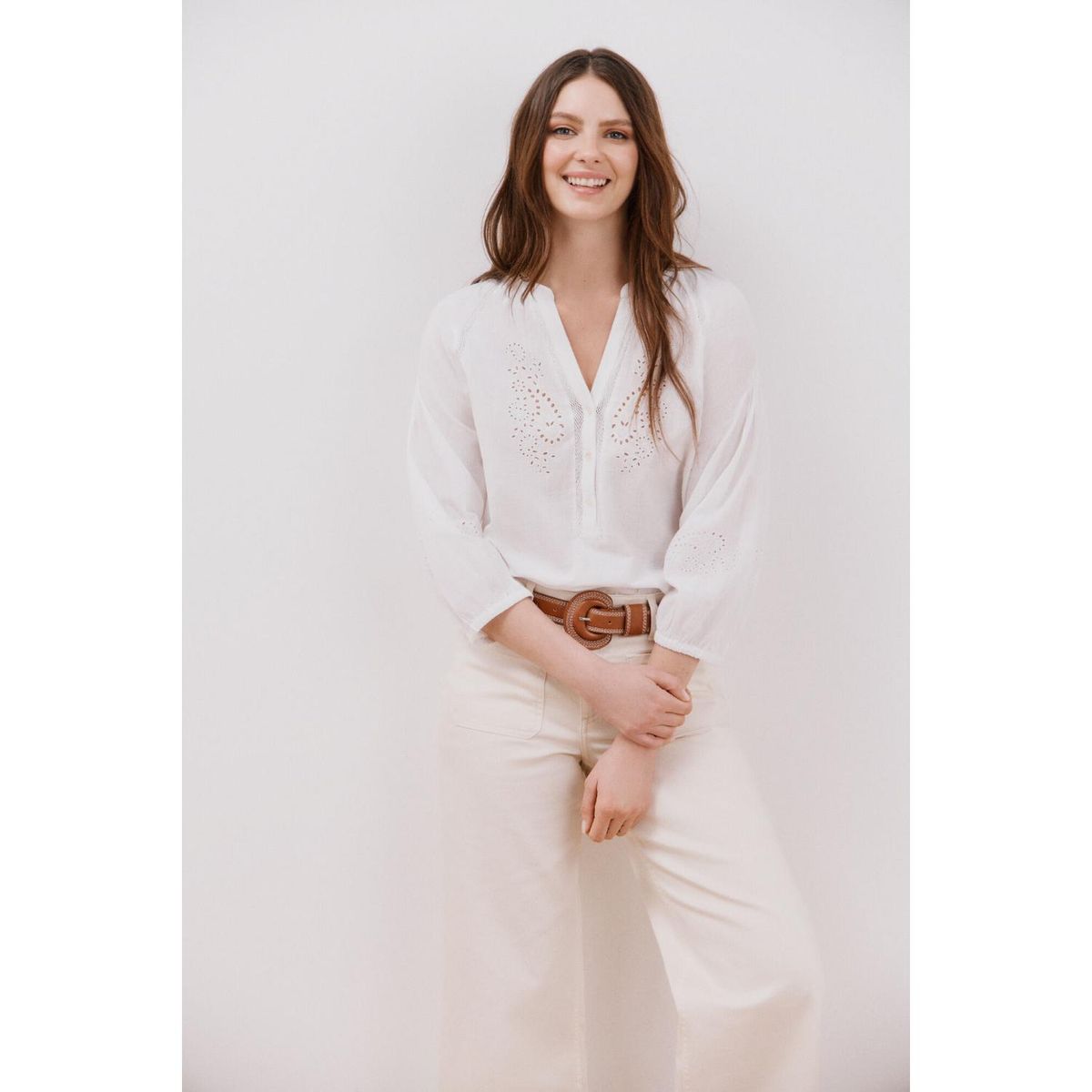 CORTEFIEL - Blusa Manga Larga Algodón Mujer Cortefiel