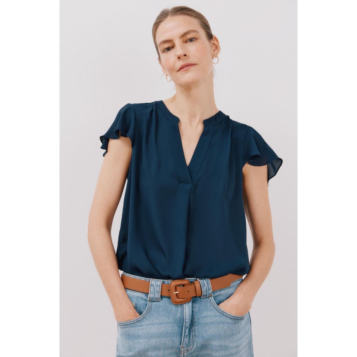 CORTEFIEL - Blusa Manga Corta Casual Mujer Cortefiel