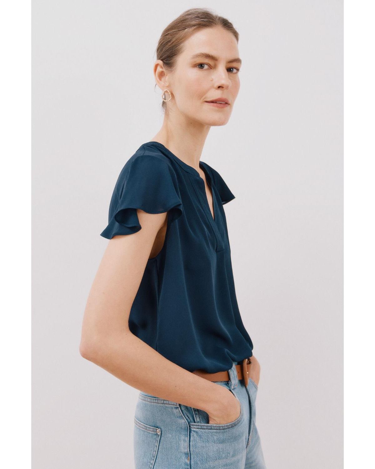 Volantes Cortefiel Moda Mujer Blusas Blusa Manga Corta Casual