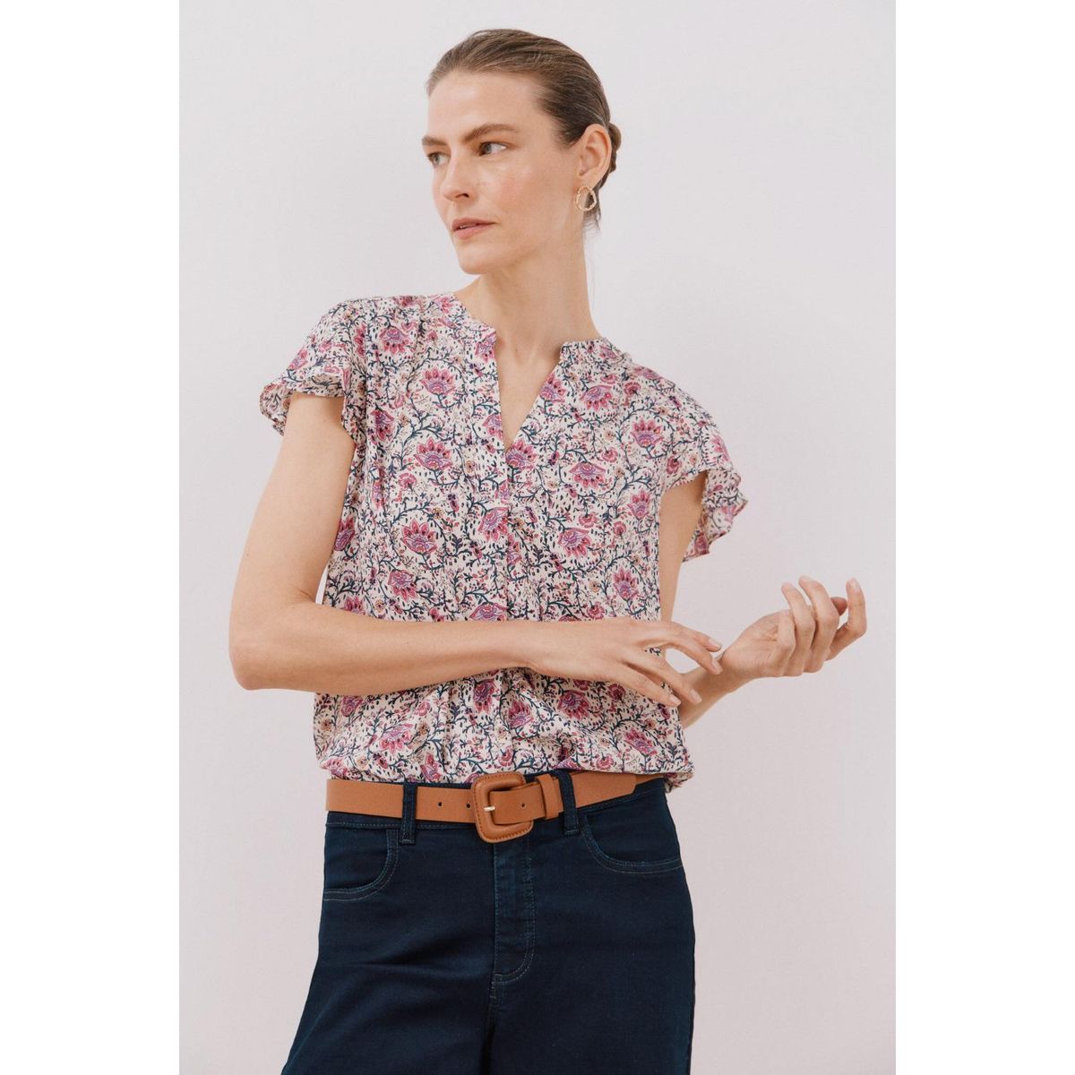 CORTEFIEL - Blusa Manga Corta Casual Mujer Cortefiel