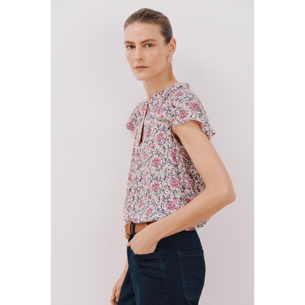 CORTEFIEL - Blusa Manga Corta Casual Mujer Cortefiel