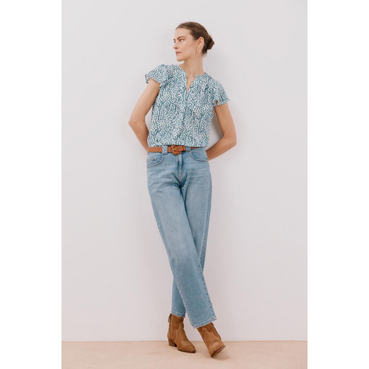 CORTEFIEL - Blusa Manga Corta Casual Mujer Cortefiel