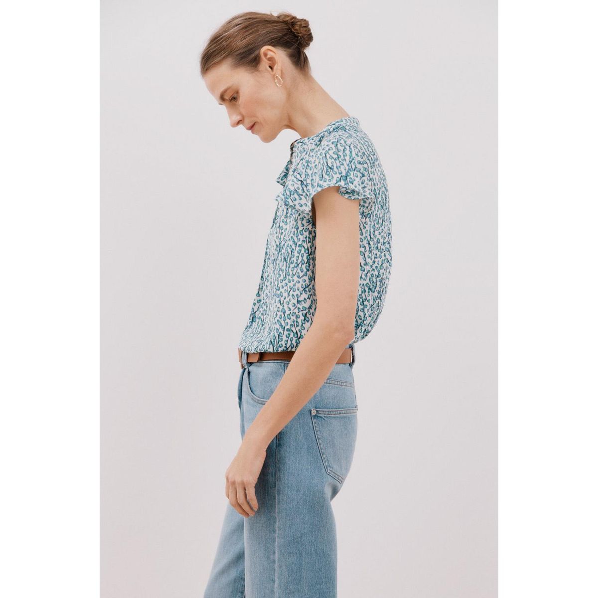 CORTEFIEL - Blusa Manga Corta Casual Mujer Cortefiel