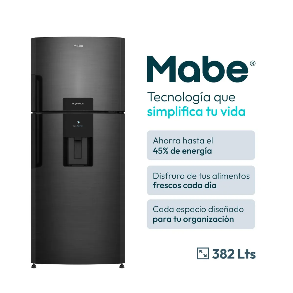 Mabe - Refrigeradora No Frost 382L Black Steel RMP415ZPC Mabe