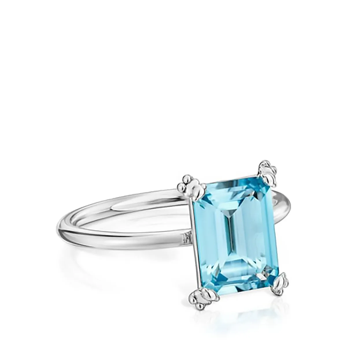 TOUS - Anillo Plata 1Ley Topacio Azul N12