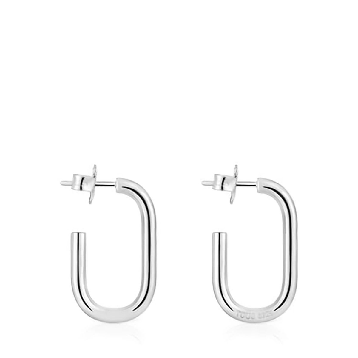 TOUS - Aretes Plata  Oval 25 mm Presion Tous