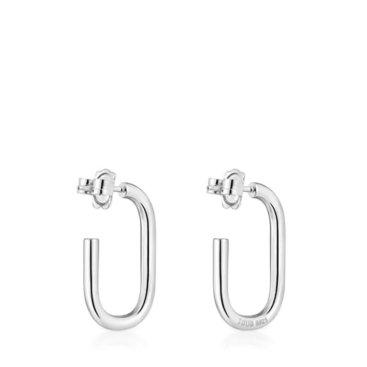 TOUS - Aretes Plata  Oval 25 mm Presion Tous