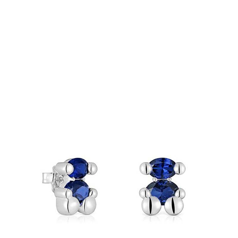 TOUS - Aretes Platalgg Zafiro Azul Tous