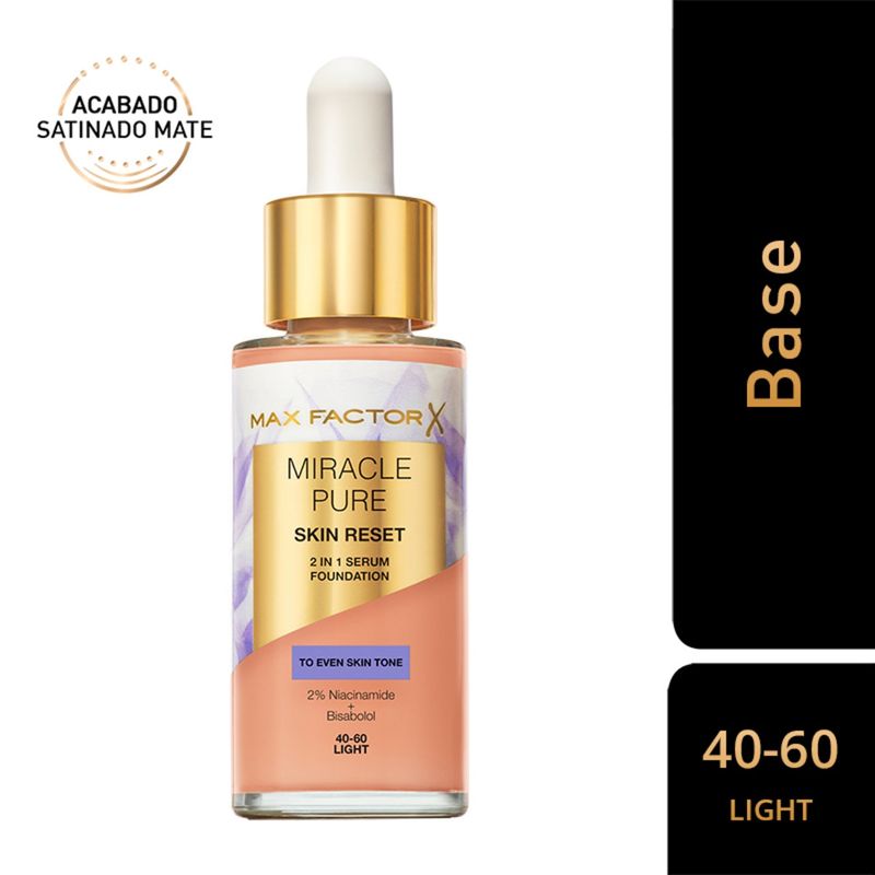 MAX FACTOR - Base de Maquillaje Miracle Pure Skin Reset 30ml Max Factor