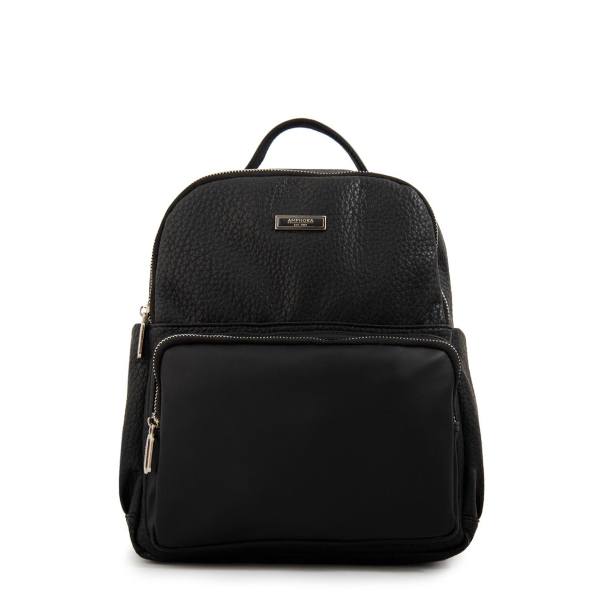AMPHORA - Mochila  Manchester Negro Y Textura Amphora