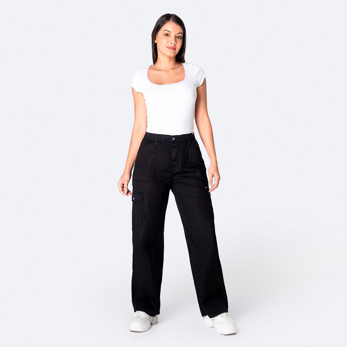 PIONIER - Pantalón Straight Algodón Mujer Pionier