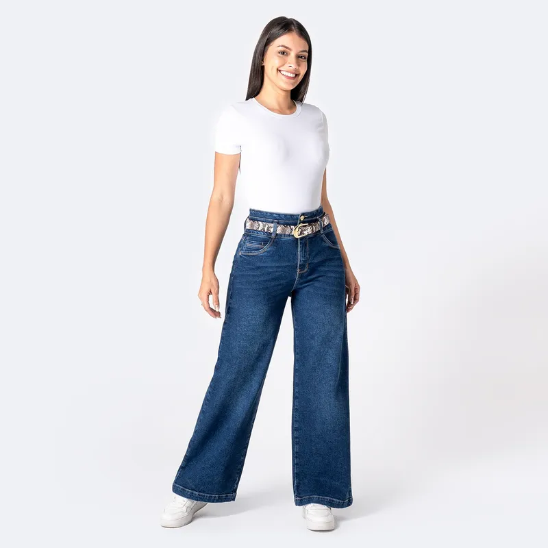PIONIER - Jean Wide Leg Tiro Alto Mujer Pionier